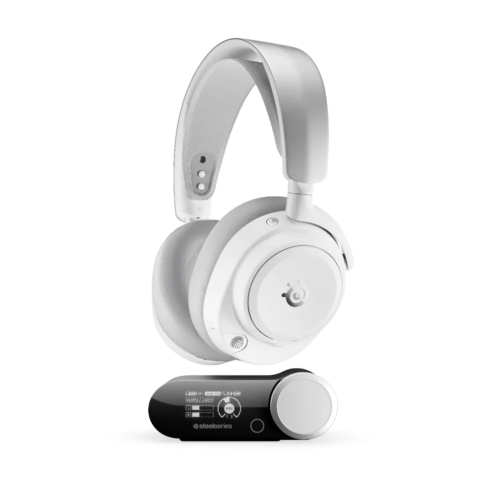 A large main feature product image of SteelSeries Arctis Nova Pro Omni - Wireless Gaming Headset - White