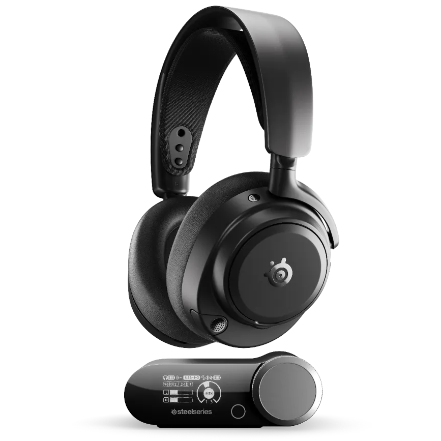 A large main feature product image of SteelSeries Arctis Nova Pro Omni - Wireless Gaming Headset - Black