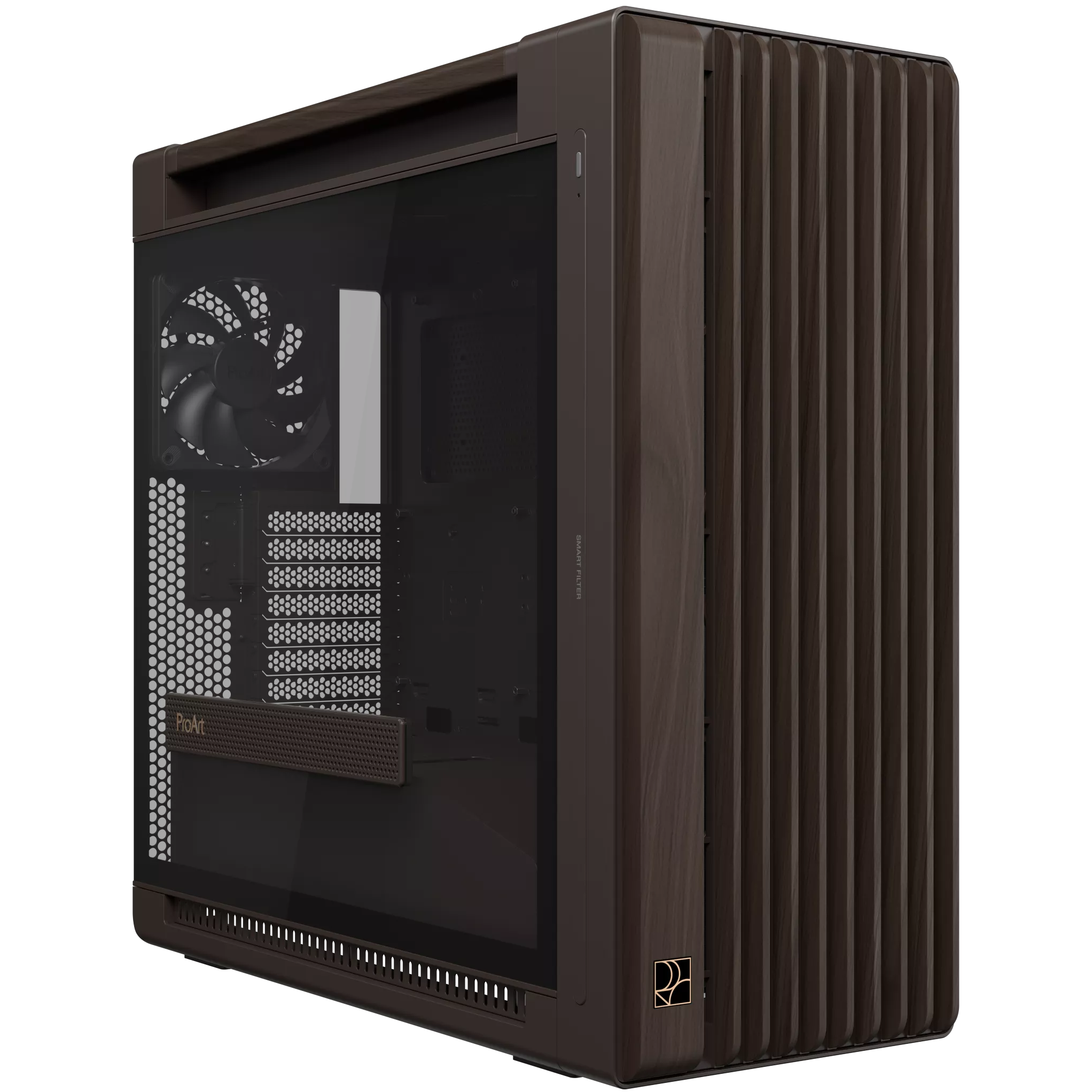 A large main feature product image of ASUS ProArt PA602 Wood Edition Mid Tower Case - Retro Brown