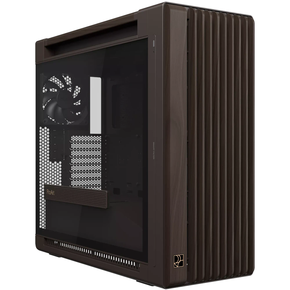 A large main feature product image of ASUS ProArt PA602 Wood Edition Mid Tower Case - Retro Brown