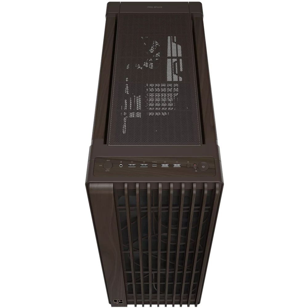 A large main feature product image of ASUS ProArt PA602 Wood Edition Mid Tower Case - Retro Brown