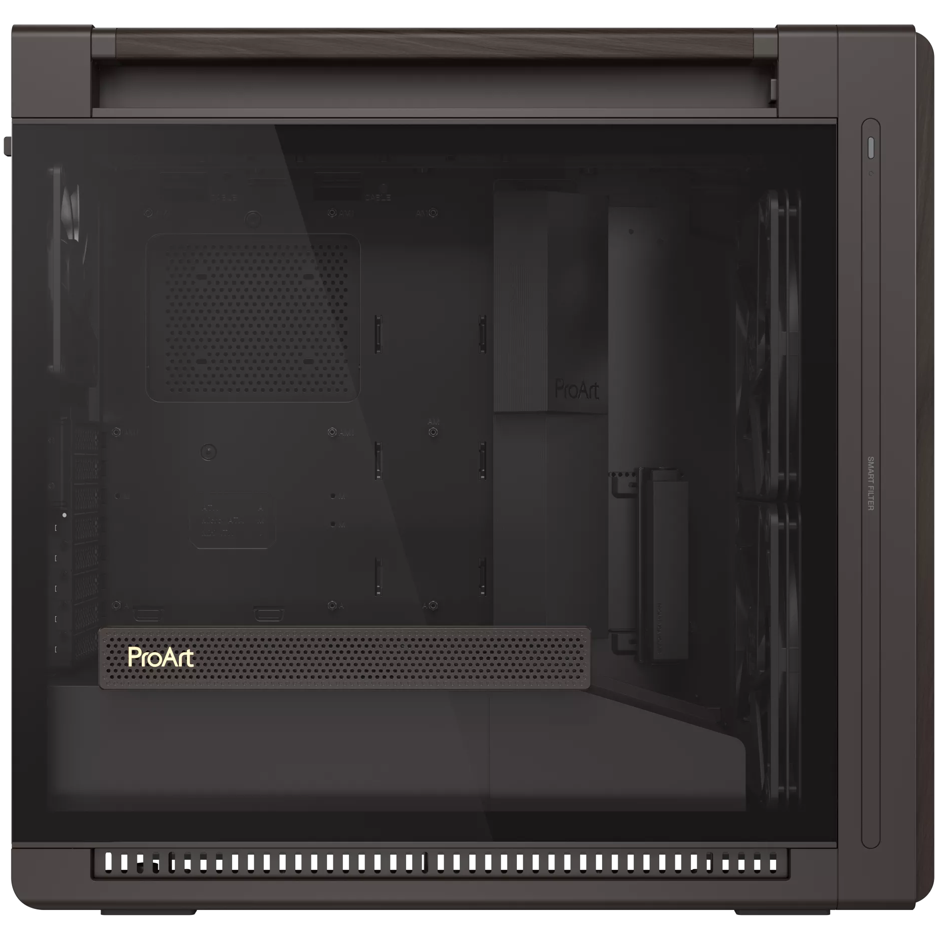 A large main feature product image of ASUS ProArt PA602 Wood Edition Mid Tower Case - Retro Brown
