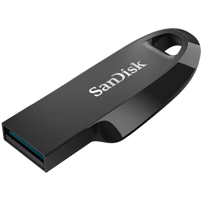 A large main feature product image of EX-DEMO SanDisk Ultra Curve 128GB USB 3.2 Gen 1 Type-A Flash Drive  - Black