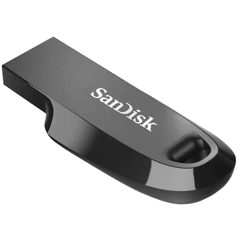 A large main feature product image of EX-DEMO SanDisk Ultra Curve 128GB USB 3.2 Gen 1 Type-A Flash Drive  - Black