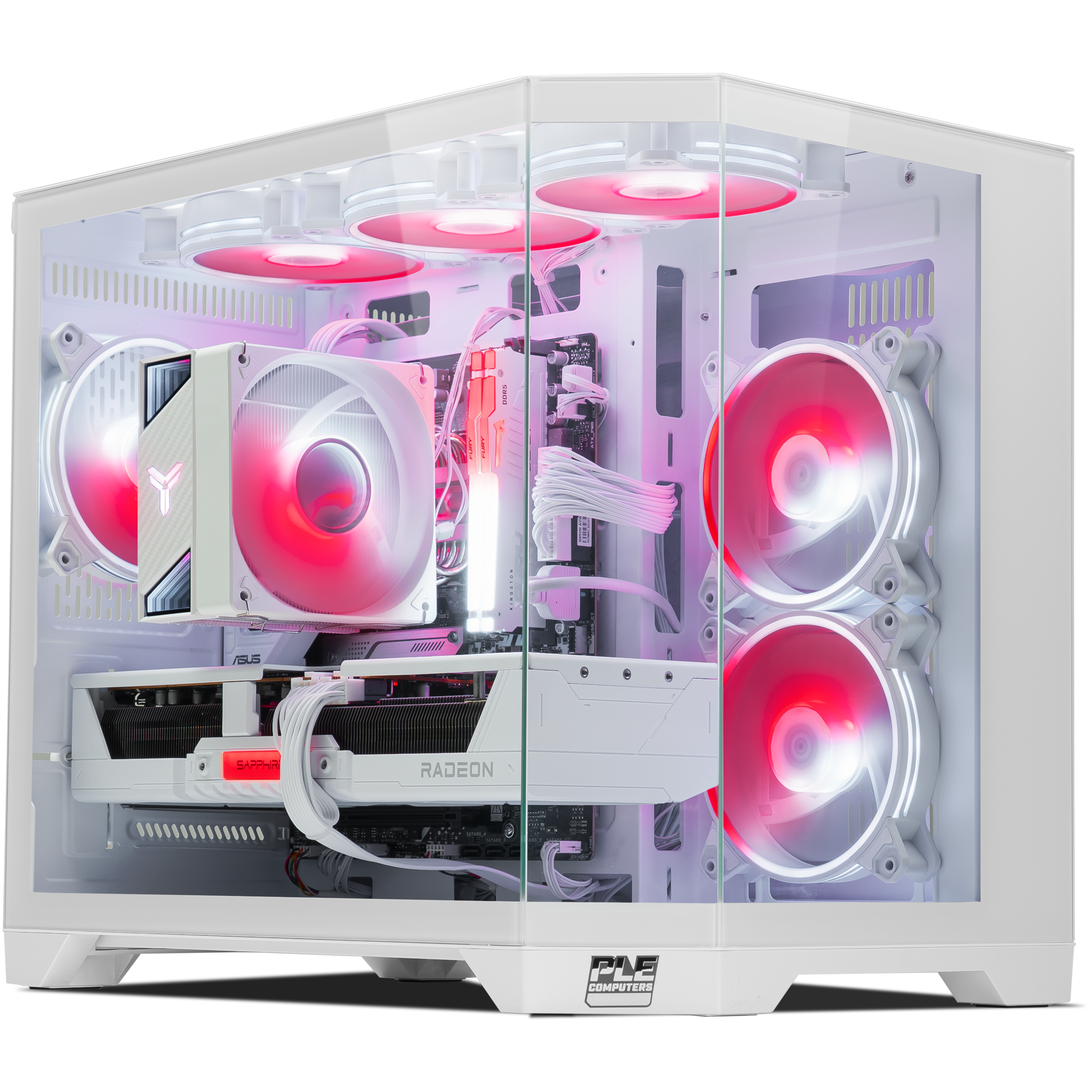 A large main feature product image of PLE Wisp 9070 XT Prebuilt Ready To Go Gaming PC