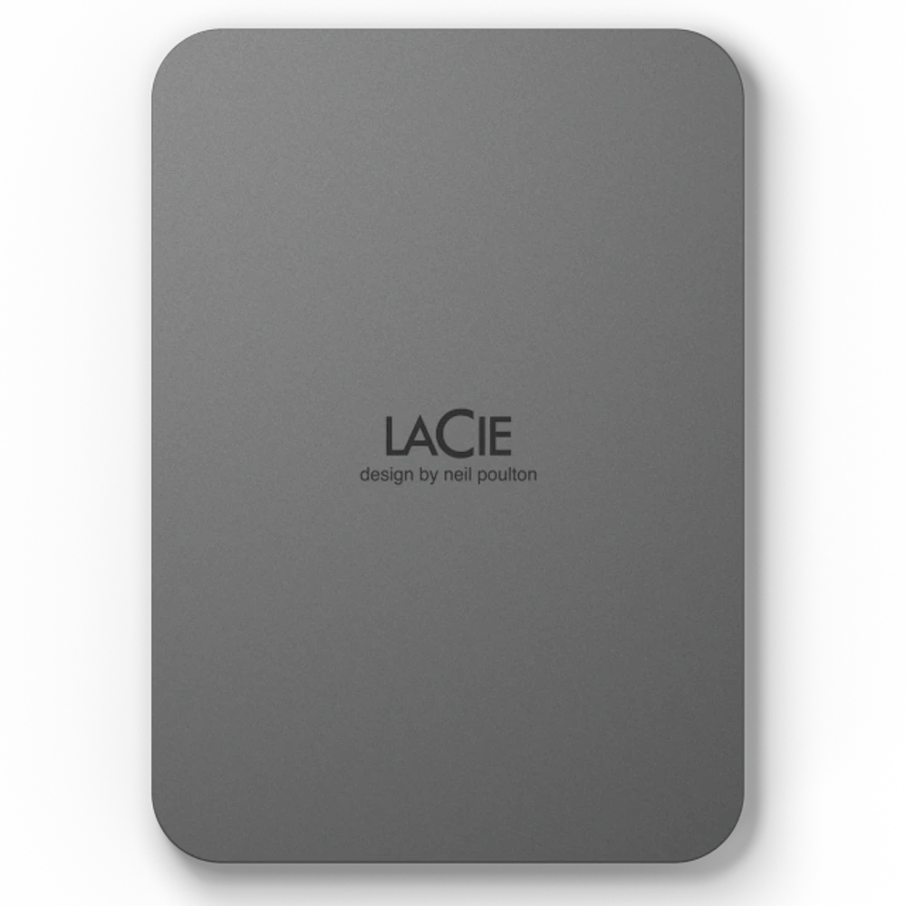 A large main feature product image of LaCie Mobile Drive Secure USB-C Portable HDD - 4TB Space Grey