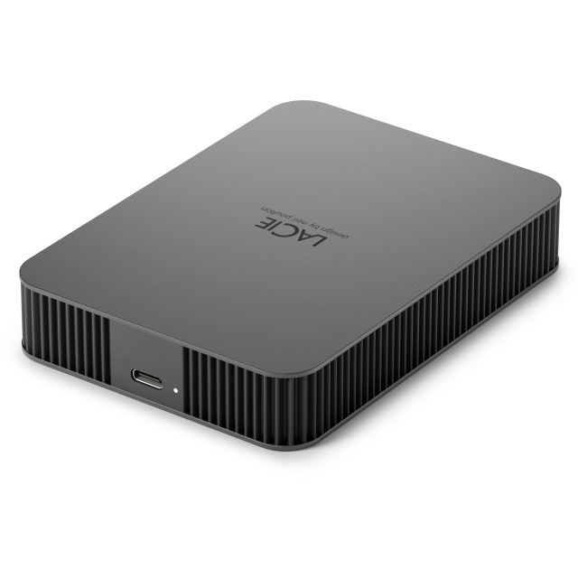 A large main feature product image of LaCie Mobile Drive Secure USB-C Portable HDD - 4TB  Space Grey