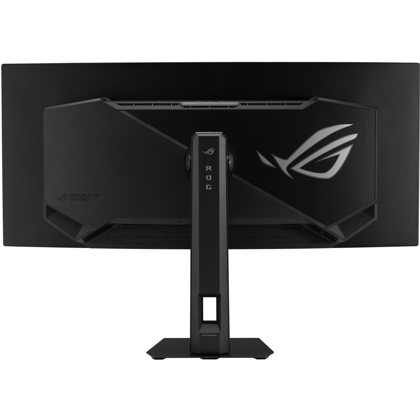 A large main feature product image of ASUS ROG Strix XG34WCDMS - 34" Curved 1440p 280Hz 0.03ms QD-OLED Gaming Monitor