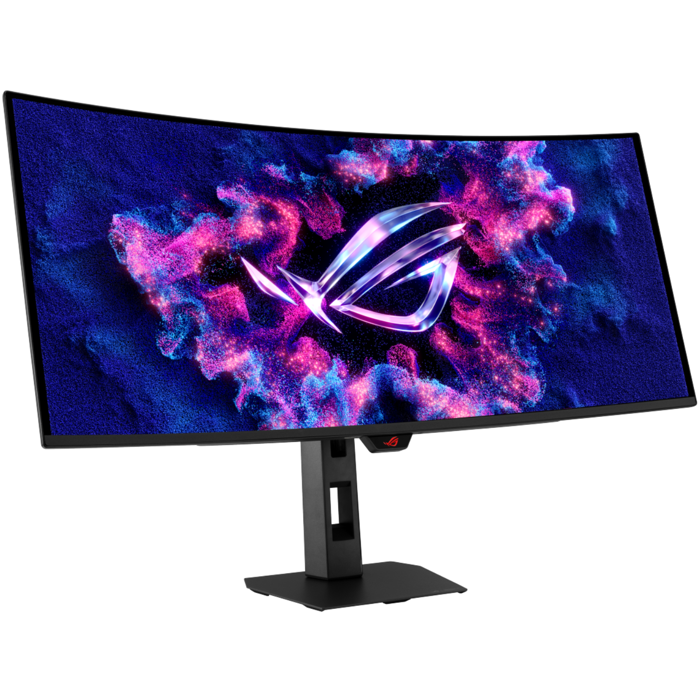 A large main feature product image of ASUS ROG Strix XG34WCDMS - 34" Curved 1440p 280Hz 0.03ms QD-OLED Gaming Monitor