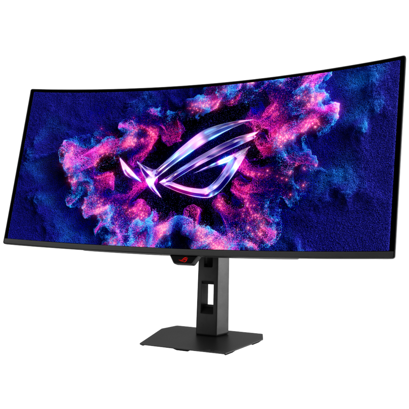 A large main feature product image of ASUS ROG Strix XG34WCDMS - 34" Curved 1440p 280Hz 0.03ms QD-OLED Gaming Monitor