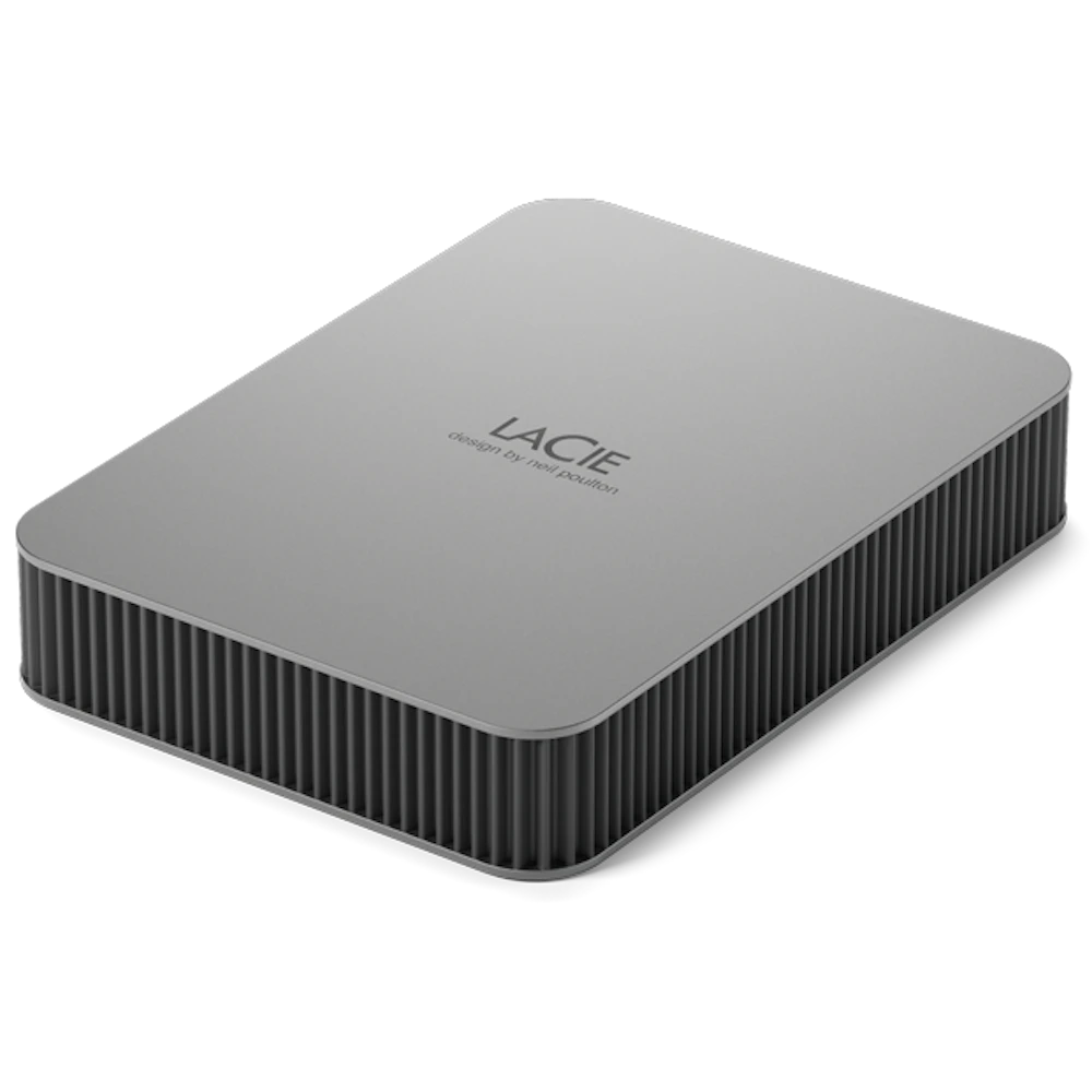 A large main feature product image of LaCie Mobile Drive USB-C Portable HDD - 2TB - Moon Silver
