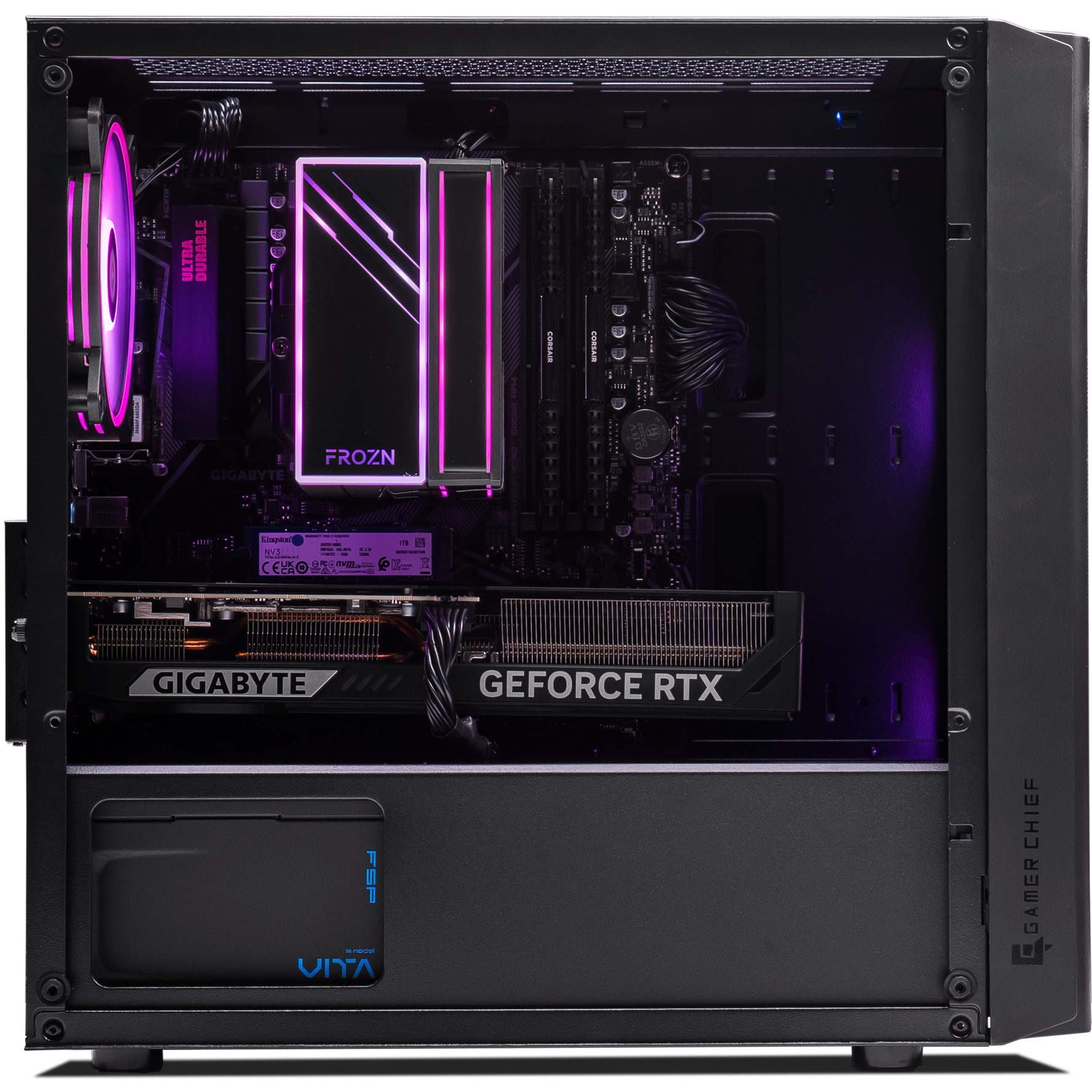 A large main feature product image of PLE Raven RTX 5070 Prebuilt Ready To Go Gaming PC