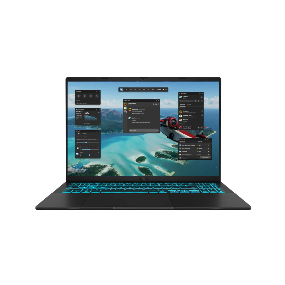 A large main feature product image of EX-DEMO ASUS Gaming V16 (V3607) - 16", Core 5 210H, RTX 3050, 16GB/512GB - Win 11 AI Notebook