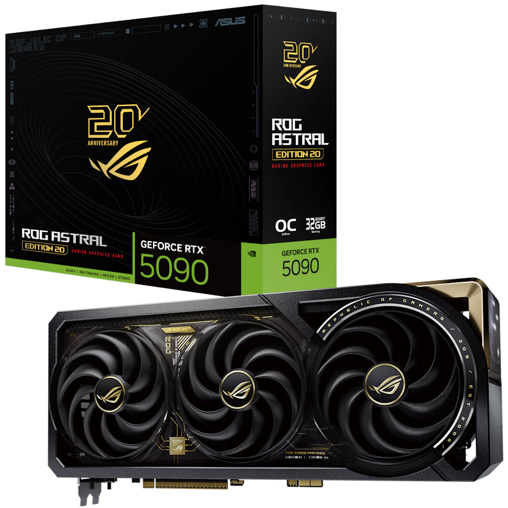 A large main feature product image of ASUS GeForce RTX 5090 ROG Astral 32GB GDDR7 - Edition 20