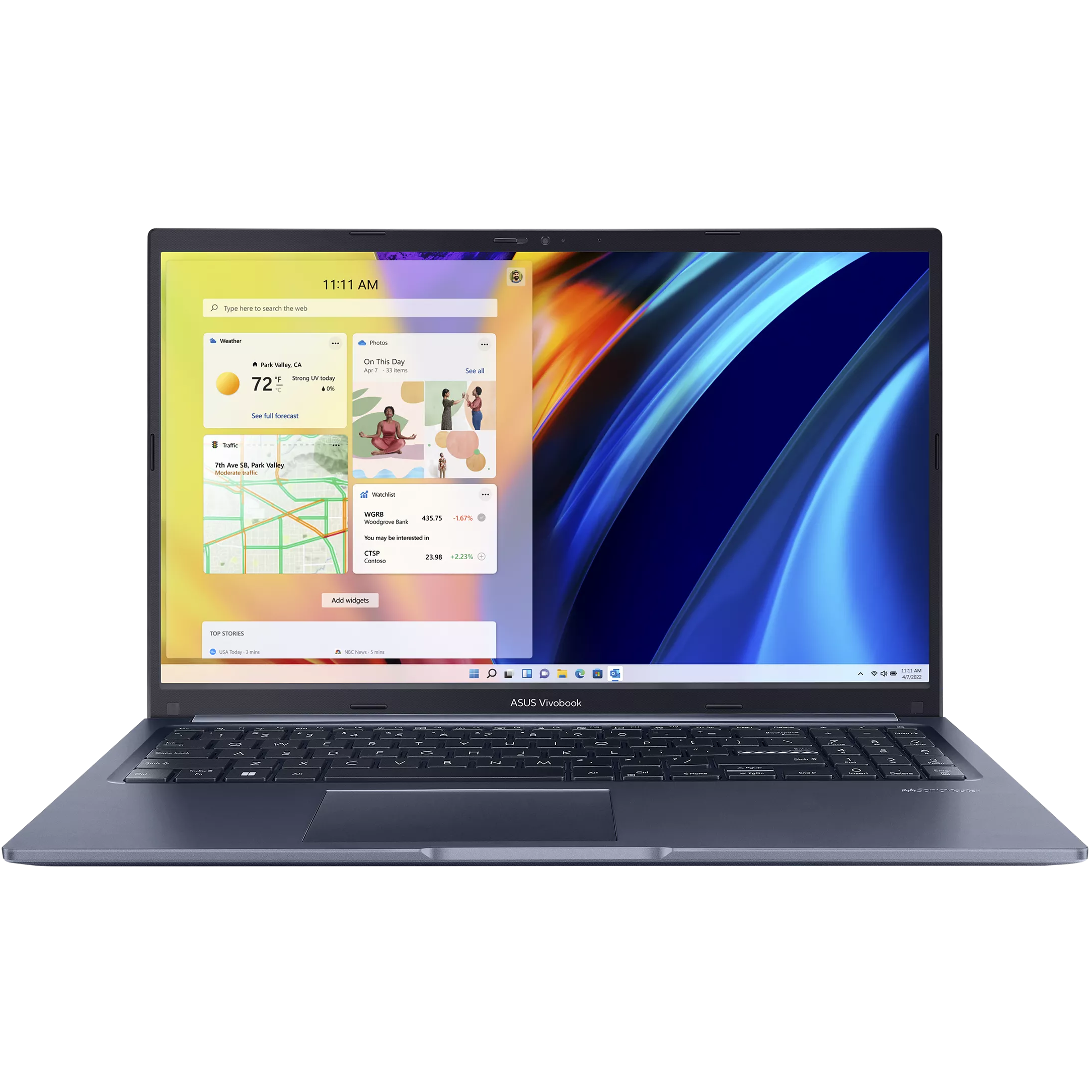 A large main feature product image of ASUS Vivobook 15 (M1502) - 15.6" Ryzen 5 150, 8GB/512GB - Win 11 Notebook (Quiet Blue)