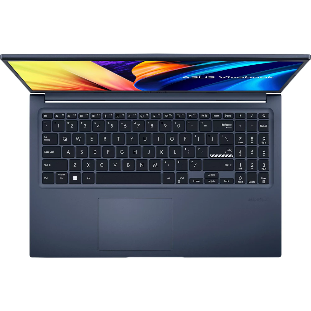 A large main feature product image of ASUS Vivobook 15 (M1502) - 15.6" Ryzen 5 150, 8GB/512GB - Win 11 Notebook (Quiet Blue)