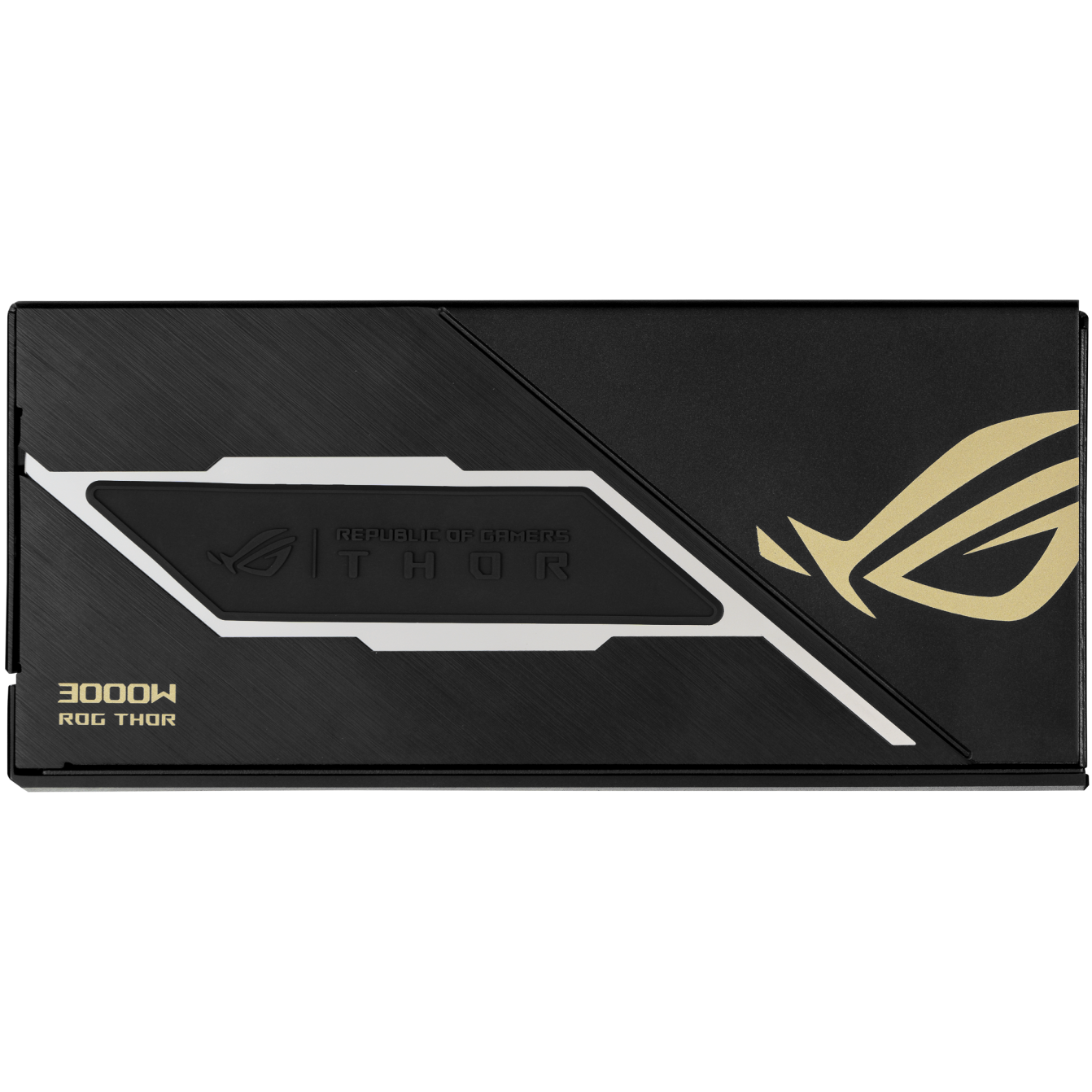 A large main feature product image of ASUS ROG Thor 3000W Titanium III PCIe 5.1 ATX Modular 15A PSU - Edition 20 w/ ROG Equalizer Cable
