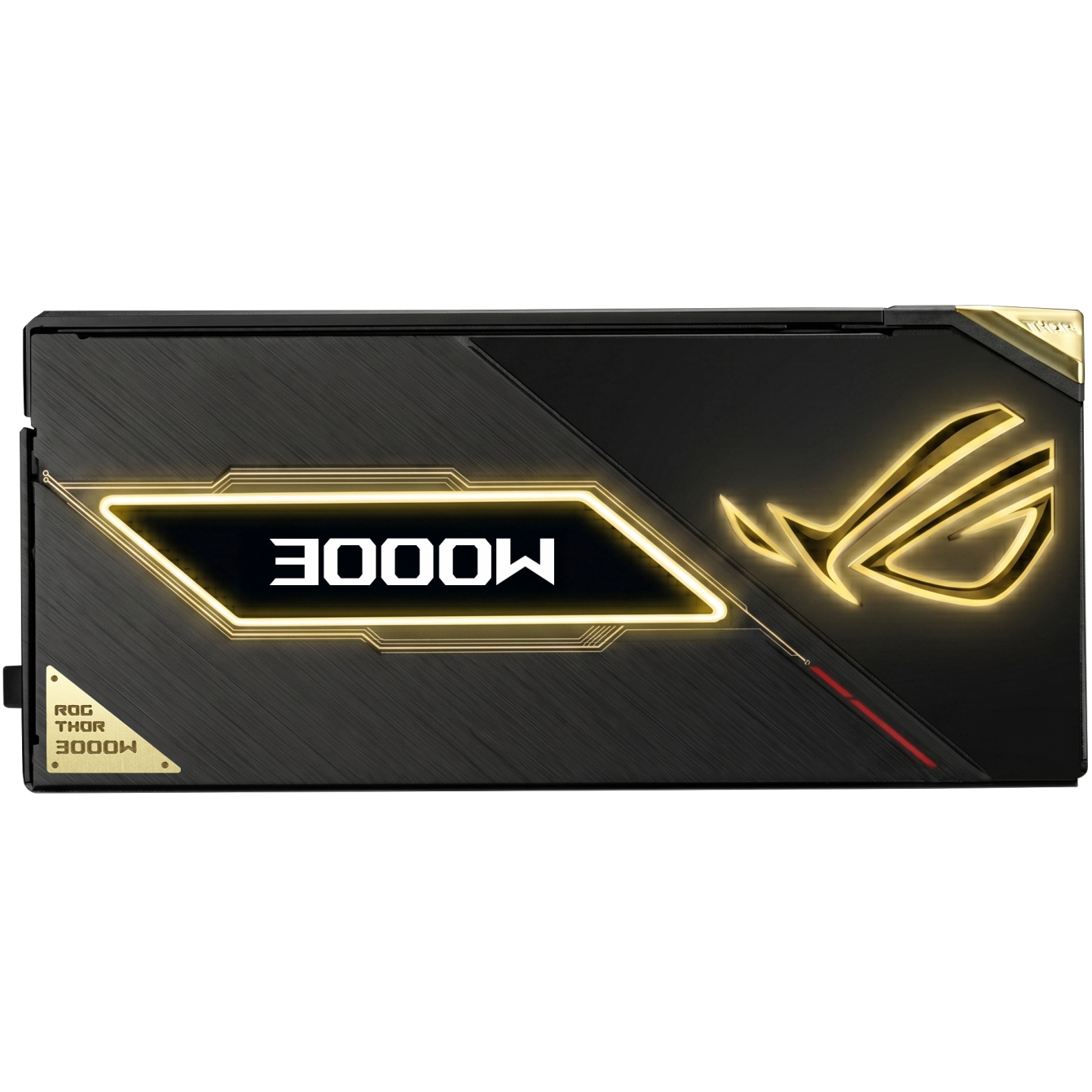 A large main feature product image of ASUS ROG Thor 3000W Titanium III PCIe 5.1 ATX Modular 15A PSU - Edition 20 w/ ROG Equalizer Cable