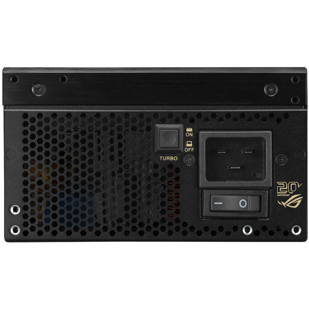 A large main feature product image of ASUS ROG Thor 3000W Titanium III PCIe 5.1 ATX Modular 15A PSU - Edition 20 w/ ROG Equalizer Cable