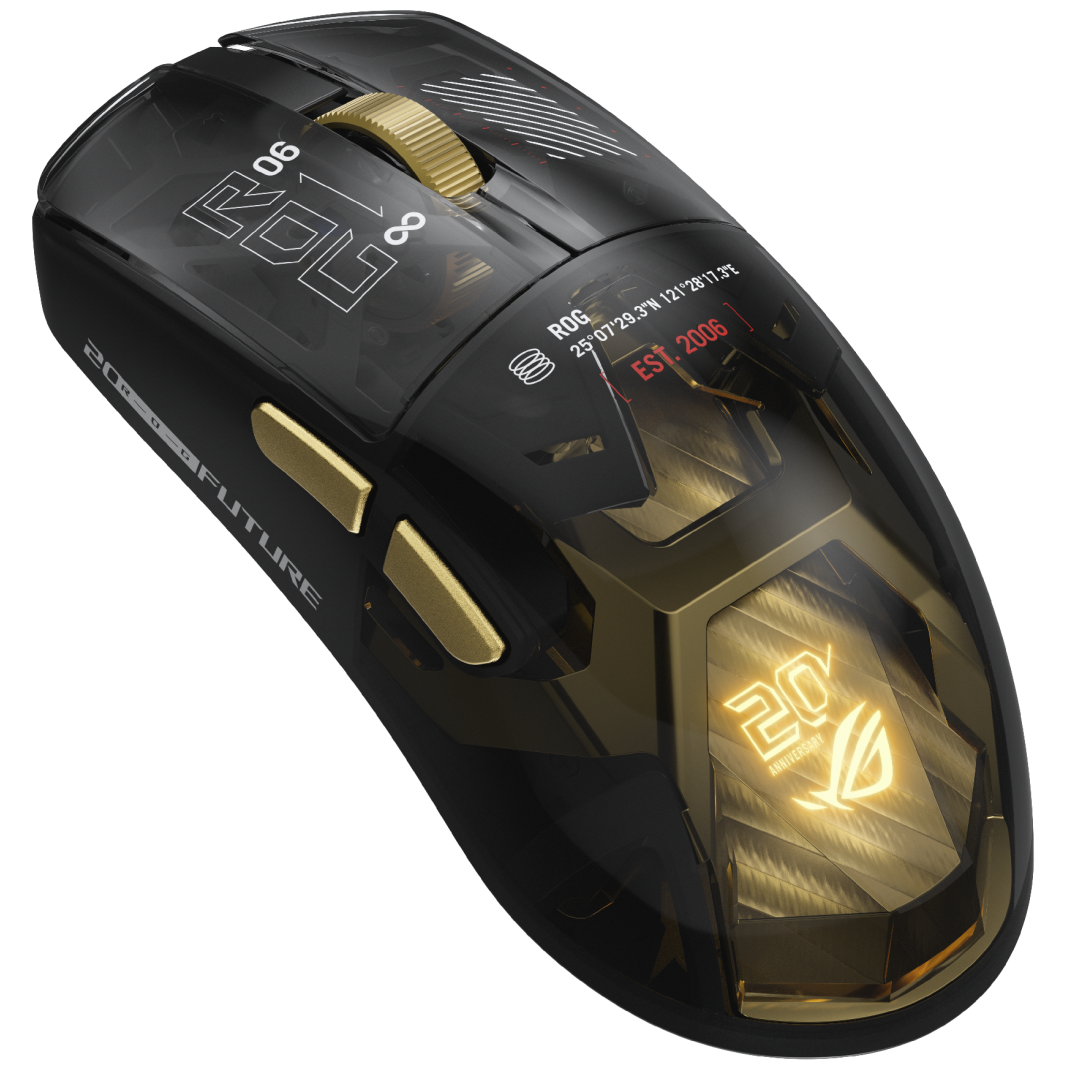 A large main feature product image of ASUS ROG Harpe II Extreme 82g Gaming Mouse - Edition 20