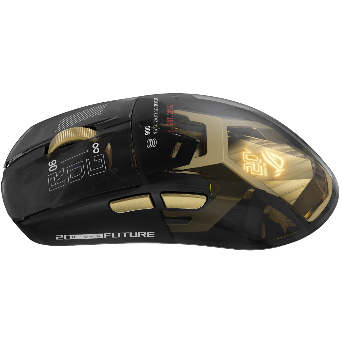 A large main feature product image of ASUS ROG Harpe II Extreme 82g Gaming Mouse - Edition 20