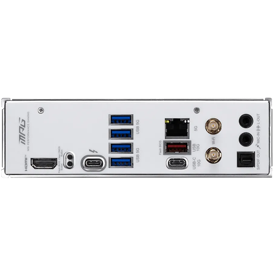 A large main feature product image of MSI MPG B860I Edge Ti WiFi LGA1851 Mini-ITX Desktop Motherboard