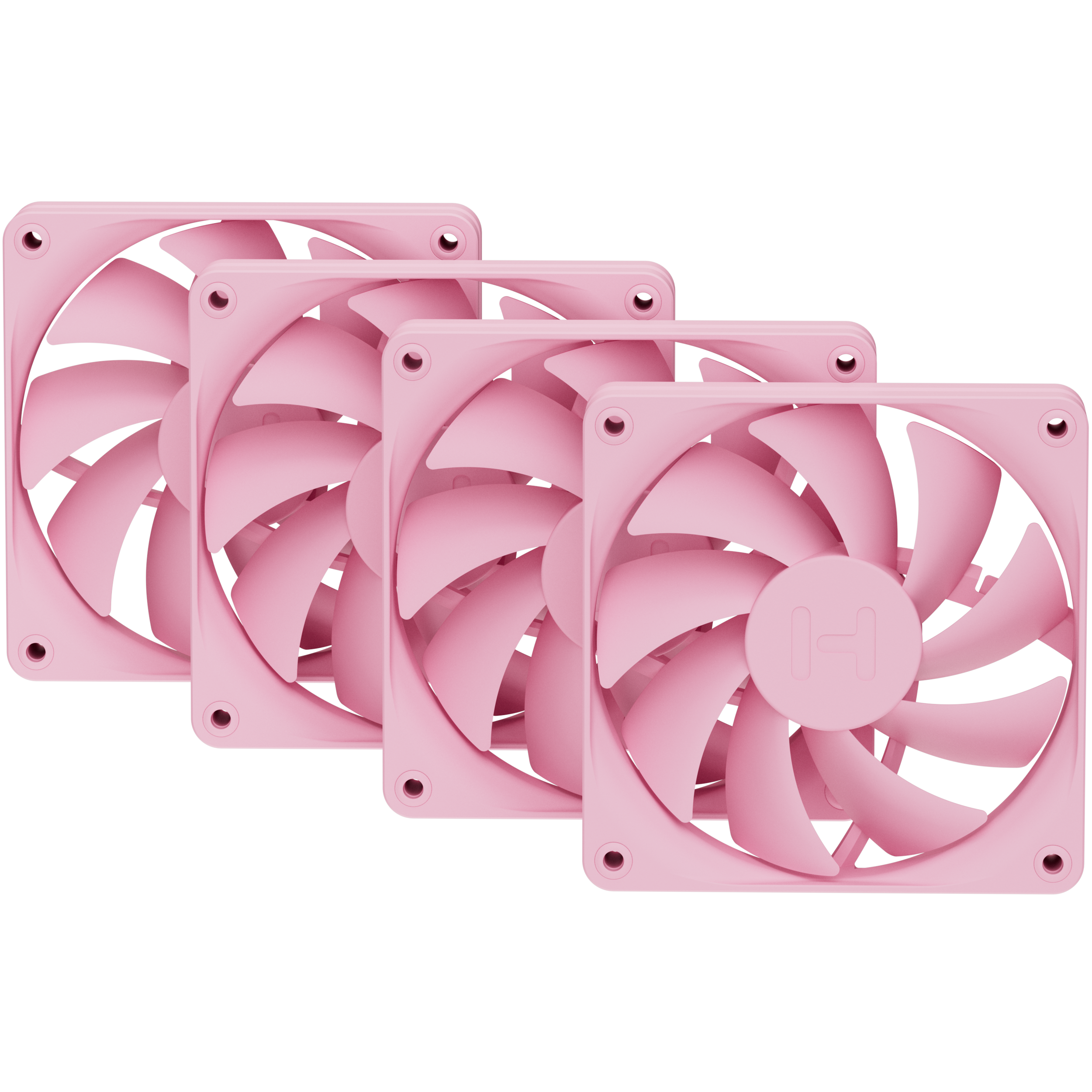 A large main feature product image of EX-DEMO HYTE FA12 120mm PWM Fan 4-Pack (Strawberry Milk)