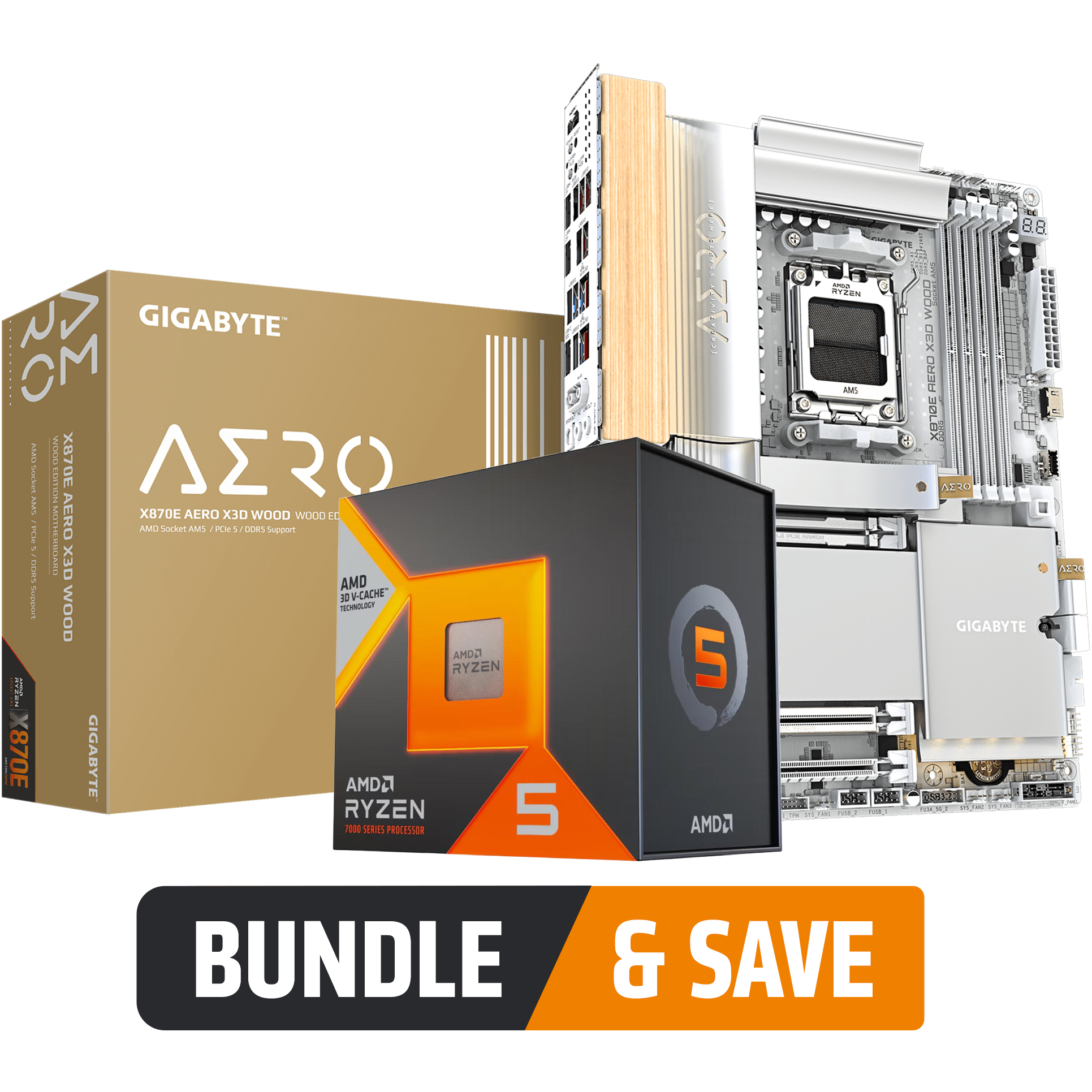 A large main feature product image of Gigabyte AMD X3D Bundle