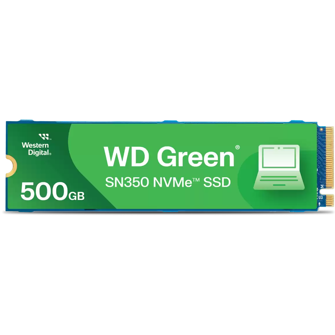 A large main feature product image of WD Green SN350 PCIe Gen3 NVMe M.2 SSD - 500GB