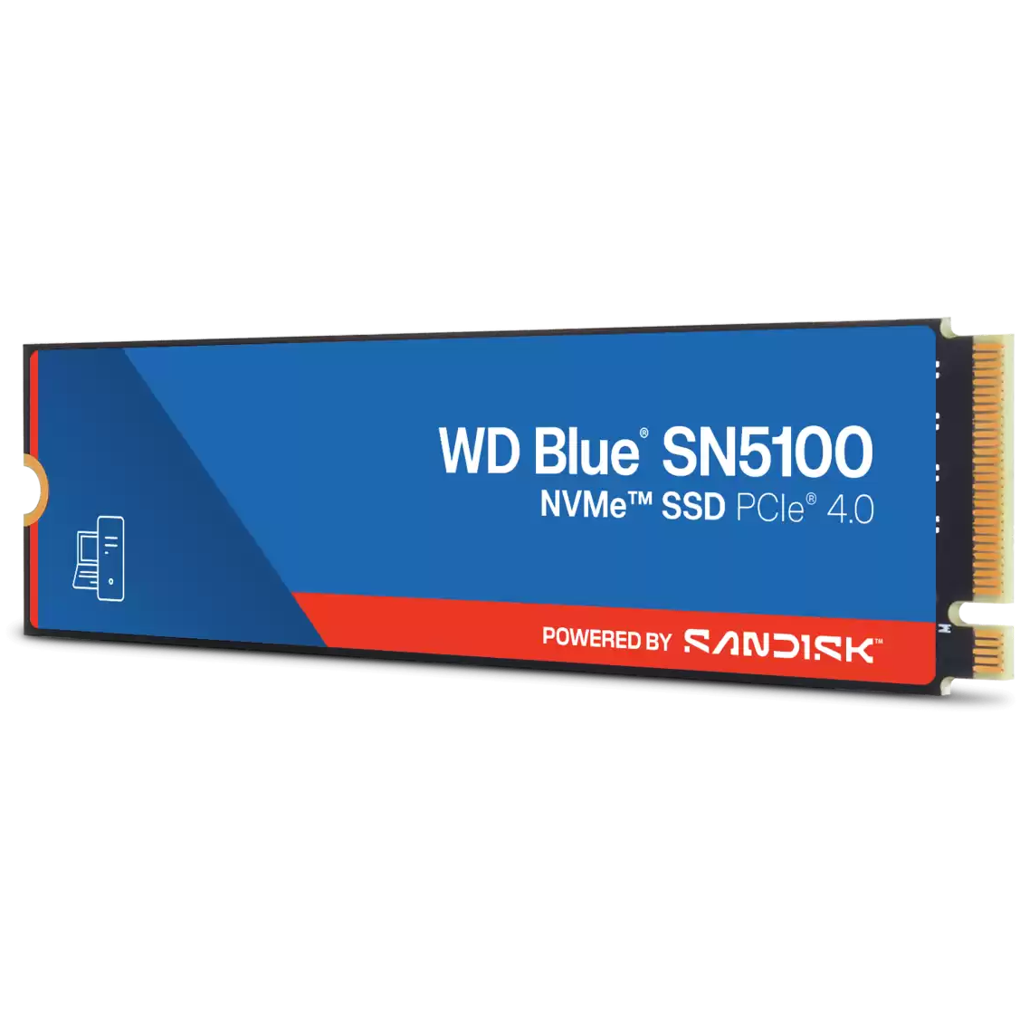 A large main feature product image of WD Blue SN5100 PCIe Gen4 NVMe M.2 SSD - 4TB