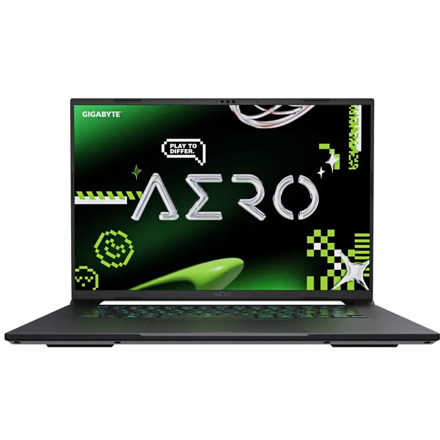 A large main feature product image of Gigabyte AERO X16 (3TH) - 16" 165Hz, Ryzen 7 260, RTX 5050, 16GB/512GB - Win 11 Gaming Notebook (Lunar White)