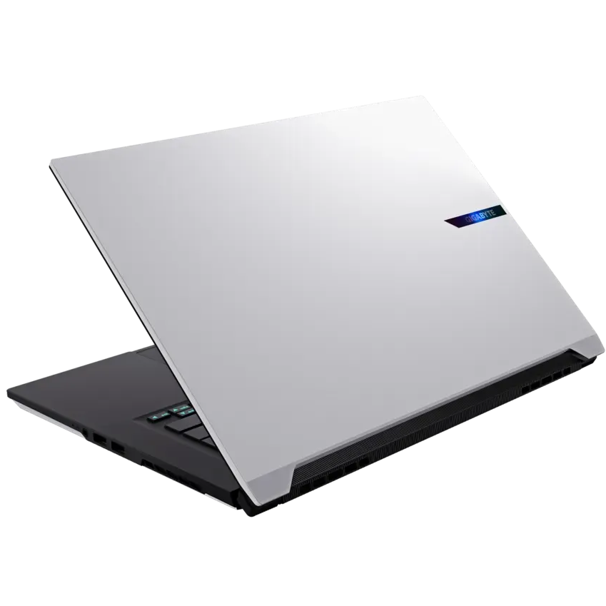 A large main feature product image of Gigabyte AERO X16 (3TH) - 16" 165Hz, Ryzen 7 260, RTX 5050, 16GB/512GB - Win 11 Gaming Notebook (Lunar White)