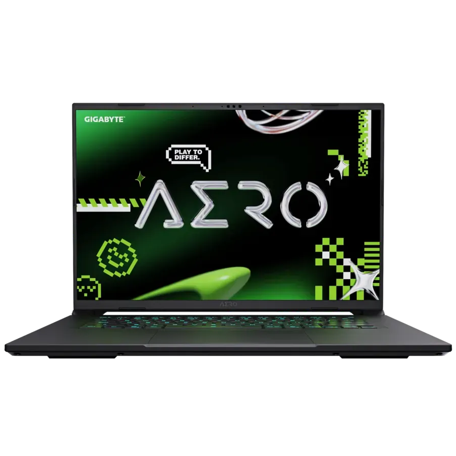 A large main feature product image of Gigabyte AERO X16 (3VH) - 16" 165Hz, Ryzen 7 260, RTX 5060, 16GB/512GB - Win 11 Gaming Notebook (Space Grey)