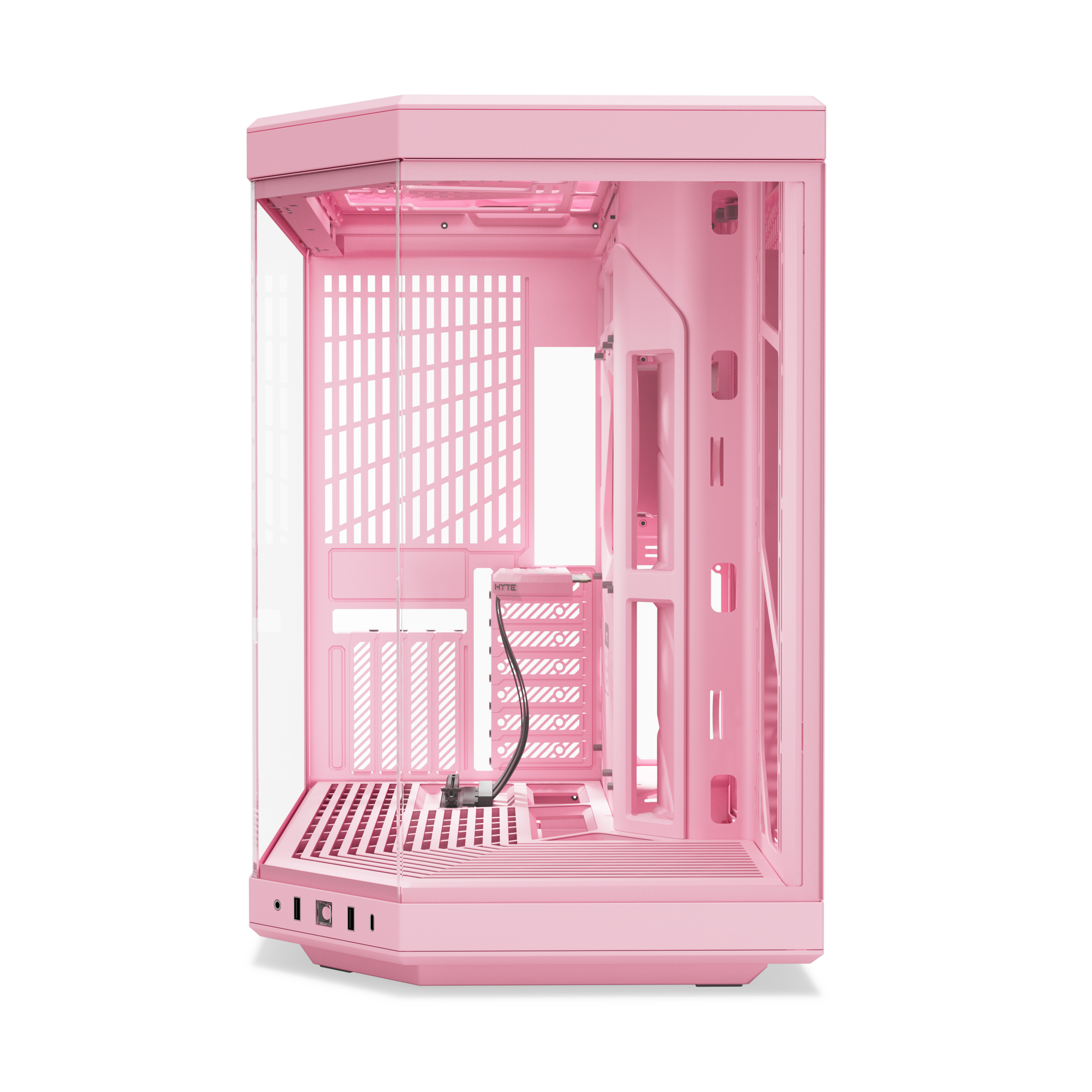 A large main feature product image of EX-DEMO HYTE Y70 Tempered Glass Mid Tower Case (Strawberry Milk)