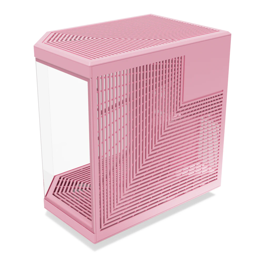 A large main feature product image of EX-DEMO HYTE Y70 Tempered Glass Mid Tower Case (Strawberry Milk)