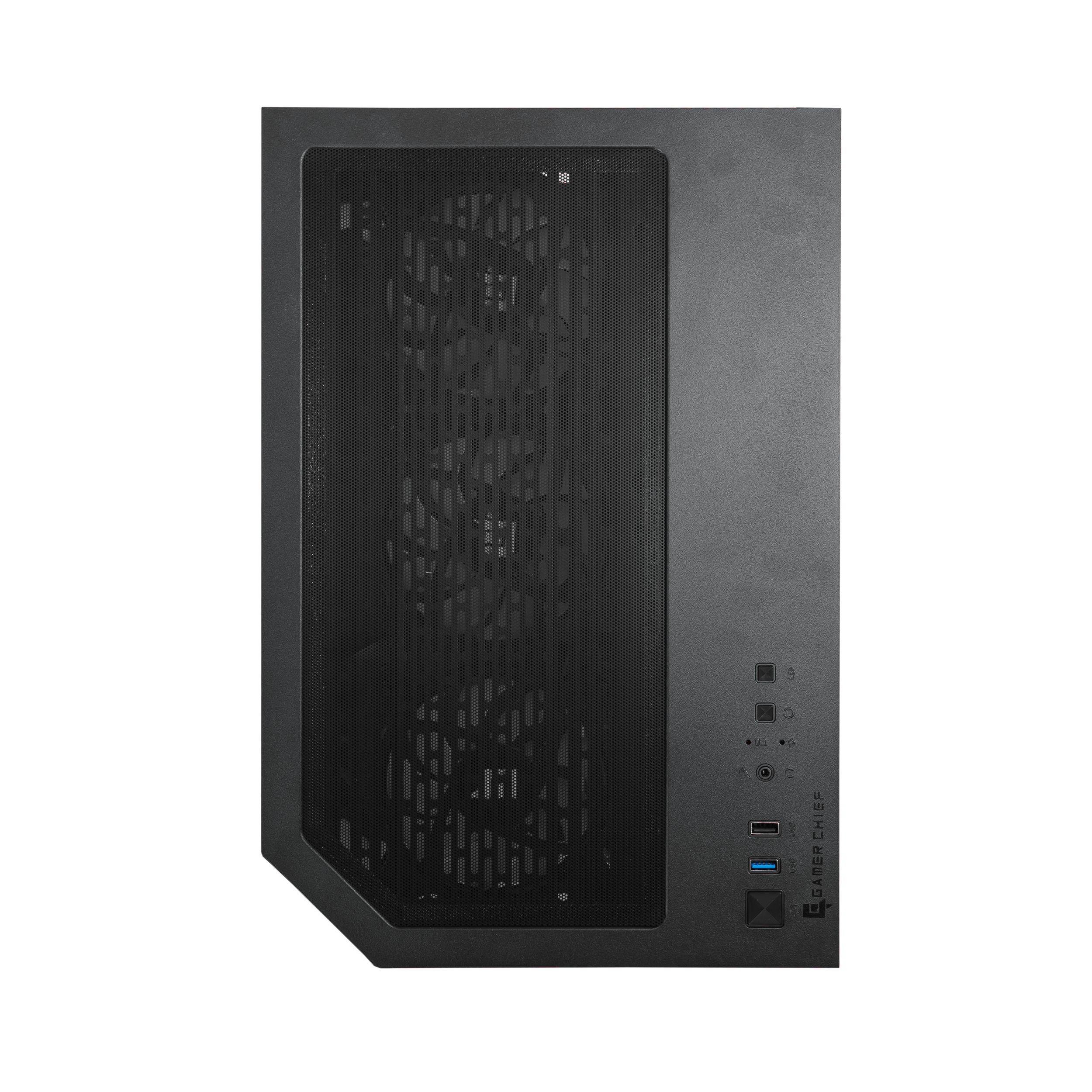 A large main feature product image of EX-DEMO GamerChief GlassView GV10 - Black