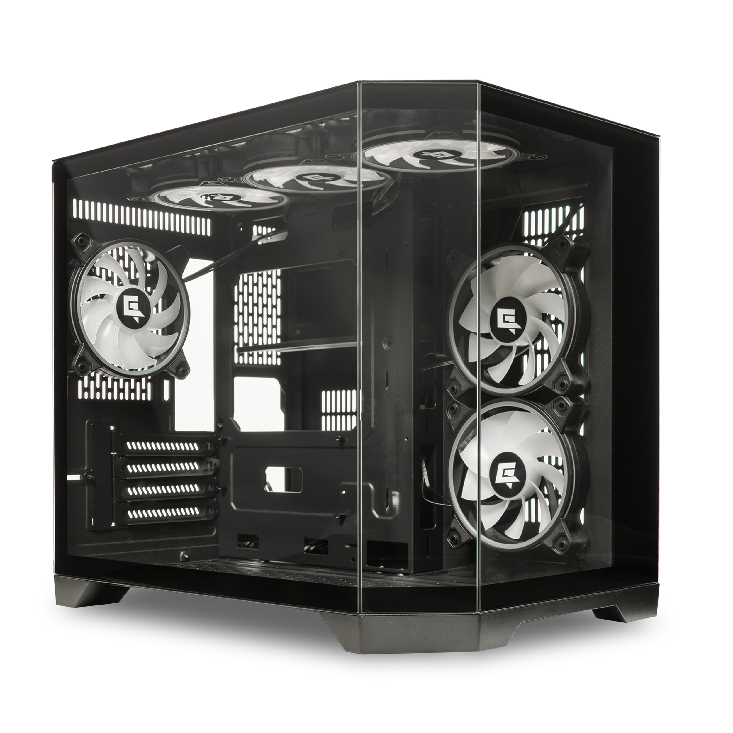A large main feature product image of EX-DEMO GamerChief GlassView GV10 - Black