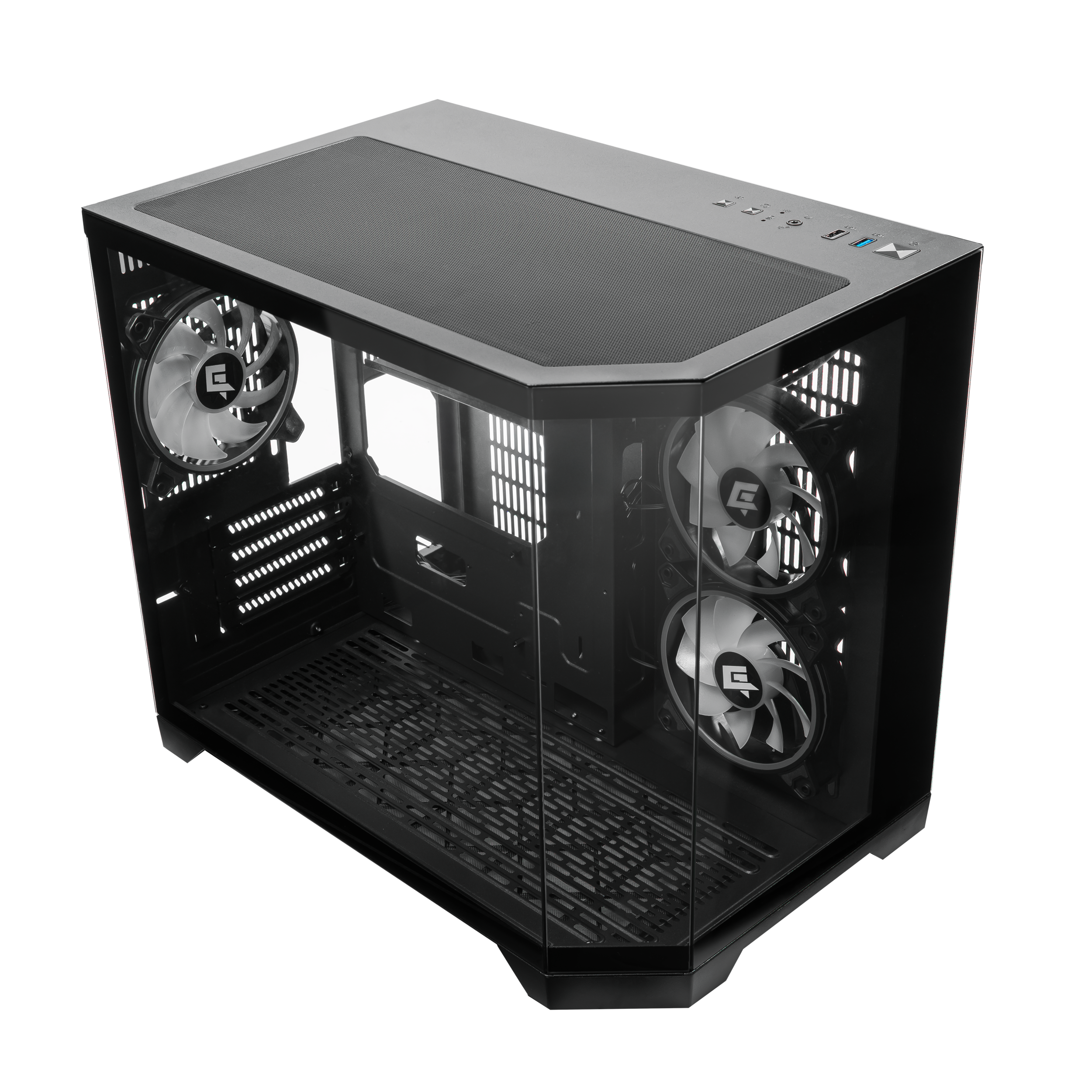 A large main feature product image of EX-DEMO GamerChief GlassView GV10 - Black