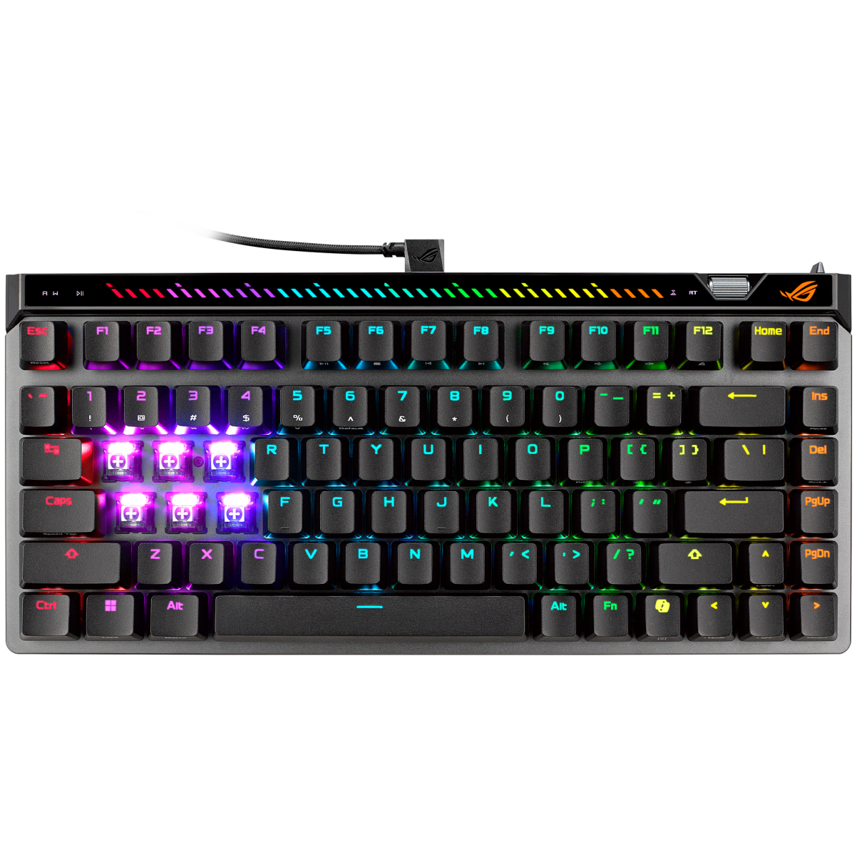 A large main feature product image of EX-DEMO ASUS ROG Falchion ACE 75 HE Mechanical Gaming Keyboard - ROG HFX Magnetic Switch (Black)