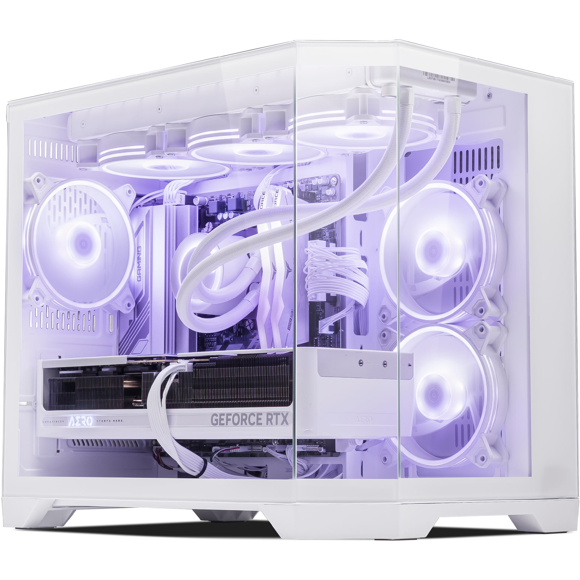 A large main feature product image of PLE Violet RTX 5070 Ti Prebuilt Ready To Go Gaming PC