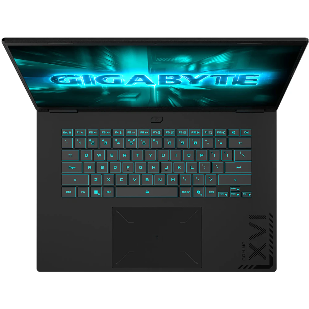 A large main feature product image of EX-DEMO Gigabyte GAMING A16 (3TH) - 16" 165Hz, Ryzen 7 260, RTX 5050, 16GB/1TB - Win 11 Gaming Notebook