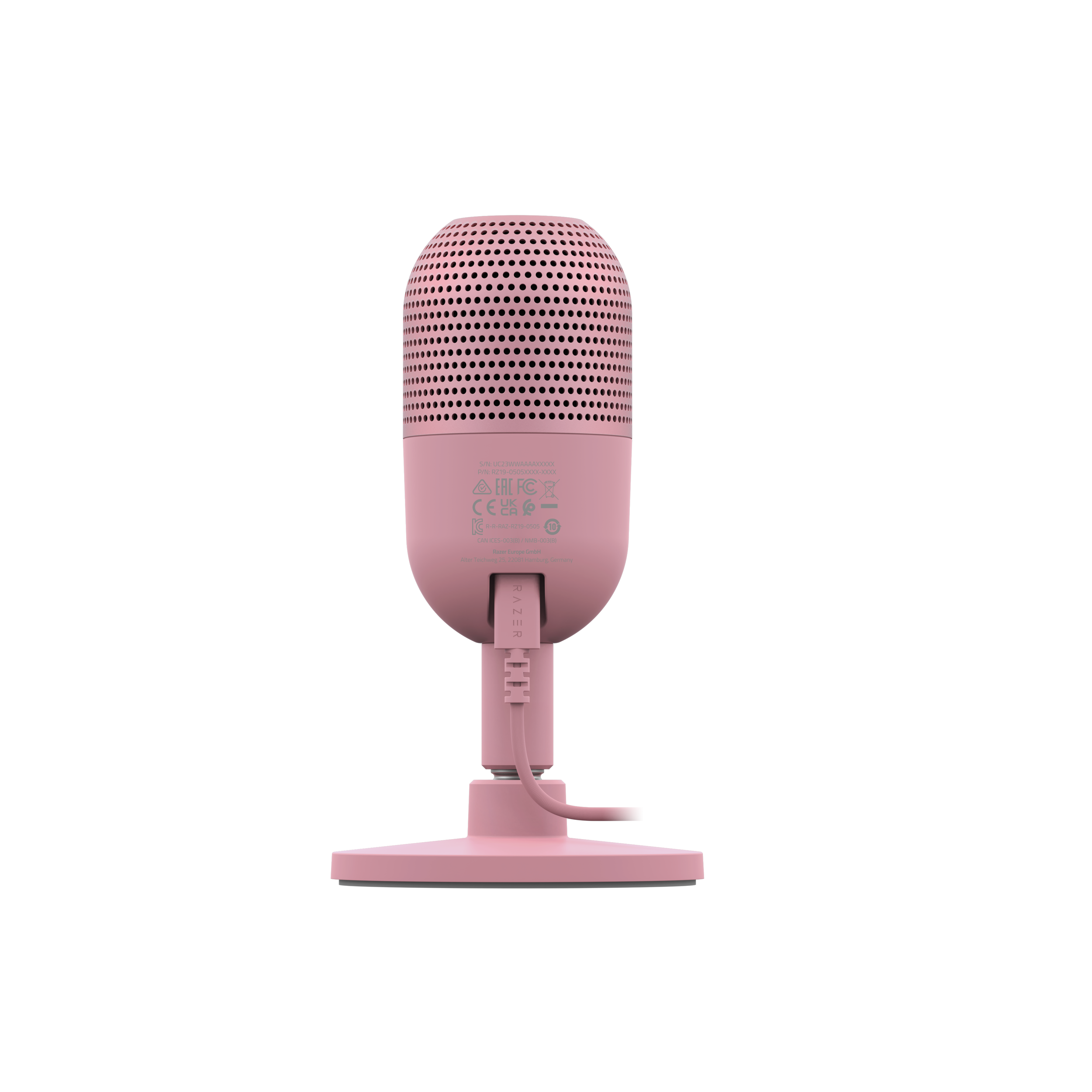 A large main feature product image of EX-DEMO Razer Seiren V3 Mini - Ultra-Compact USB Microphone (Quartz Pink)