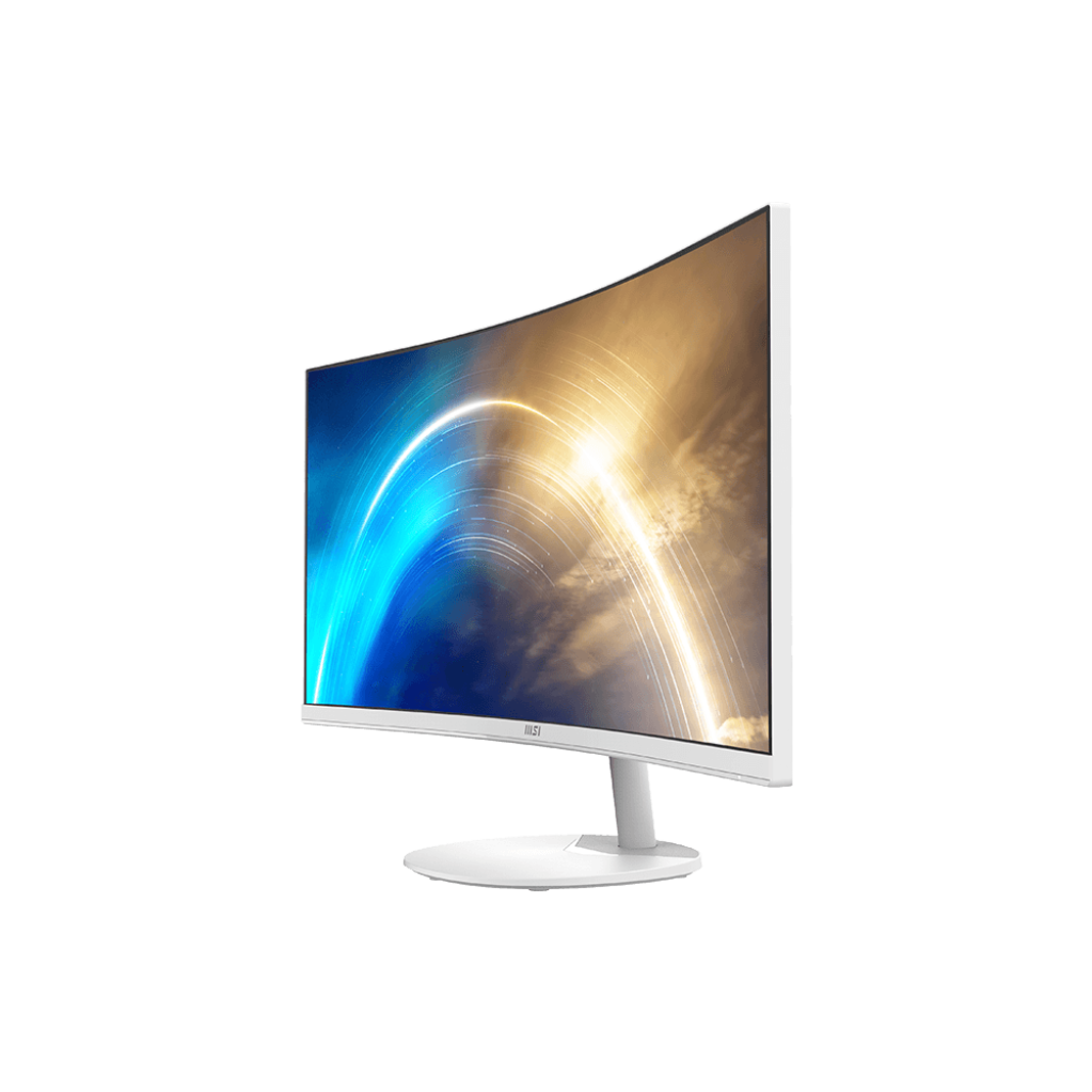 A large main feature product image of EX-DEMO MSI PRO MP341CQW - 34" Curved 1440p 100Hz VA Monitor (White)