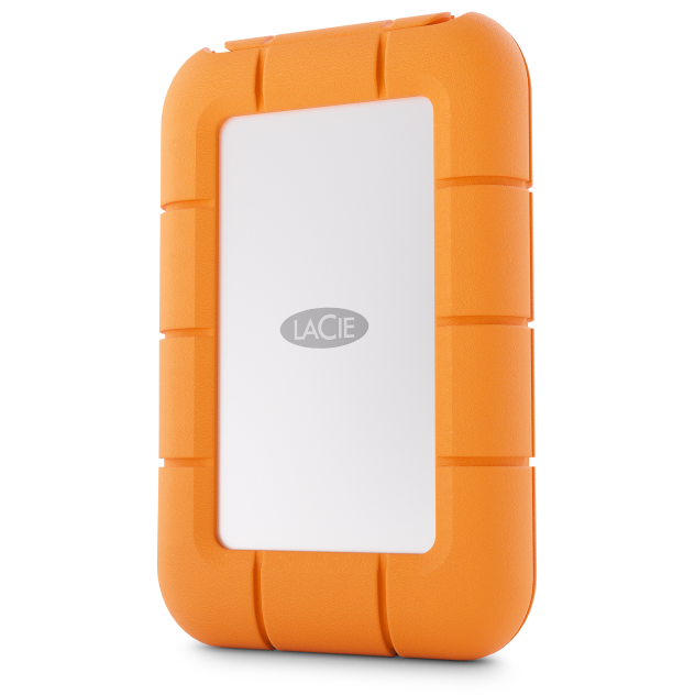 A large main feature product image of LaCie Rugged Mini USB-C Portable SSD - 2TB
