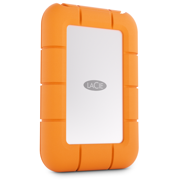 A large main feature product image of LaCie Rugged Mini USB-C Portable SSD - 2TB