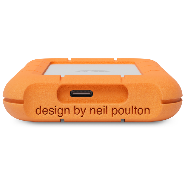 A large main feature product image of LaCie Rugged Mini USB-C Portable SSD - 2TB