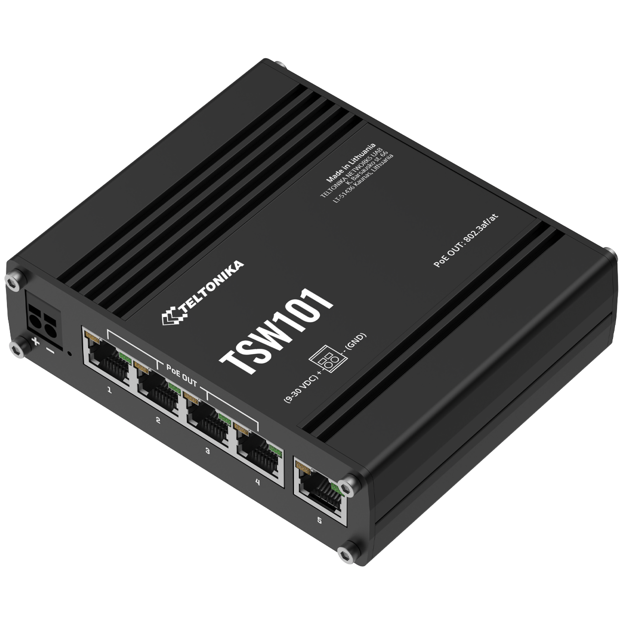 A large main feature product image of Teltonika TSW101 Automotive POE+ Switch