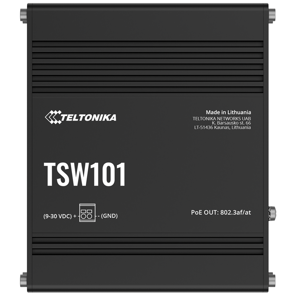 A large main feature product image of Teltonika TSW101 Automotive POE+ Switch