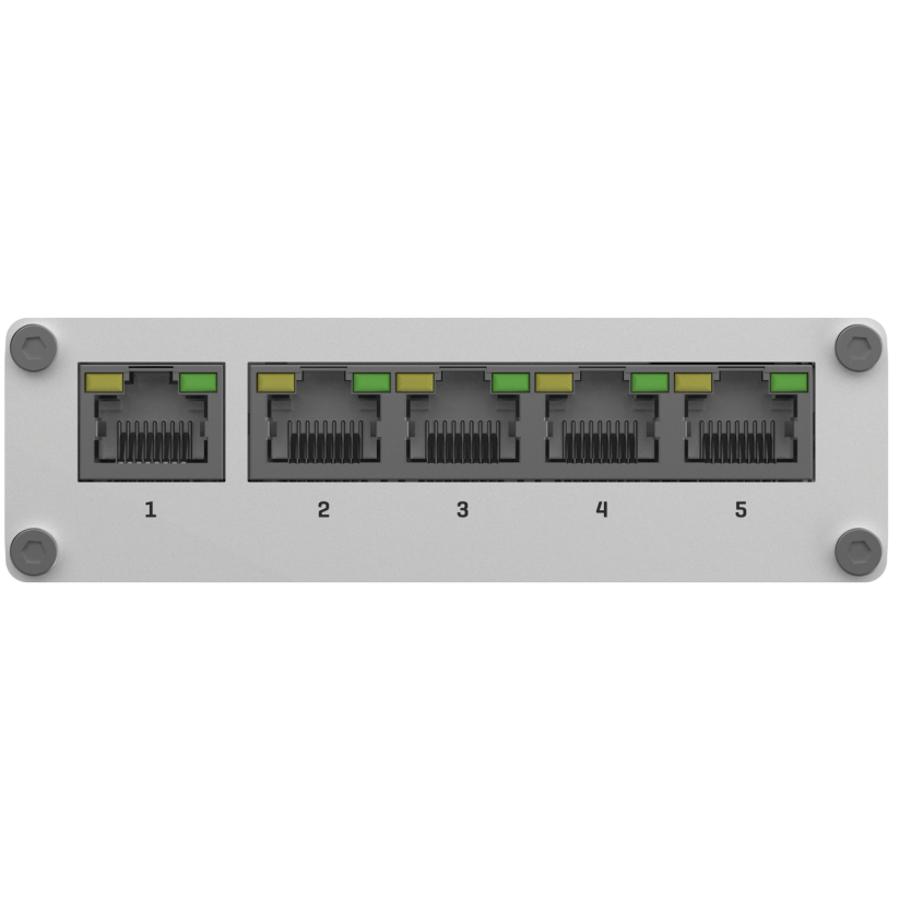 A large main feature product image of Teltonika TSW110 L2 Unmanaged Ethernet Switch