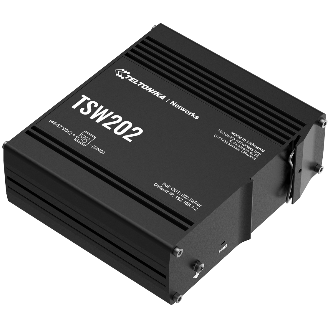 A large main feature product image of Teltonika TSW202 Managed PoE+ 8 Port Ethernet Switch